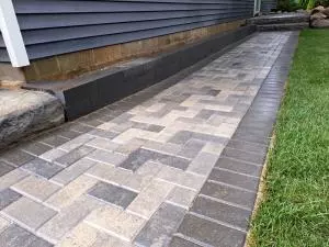 Bricker paver walkway with ledge stone steps